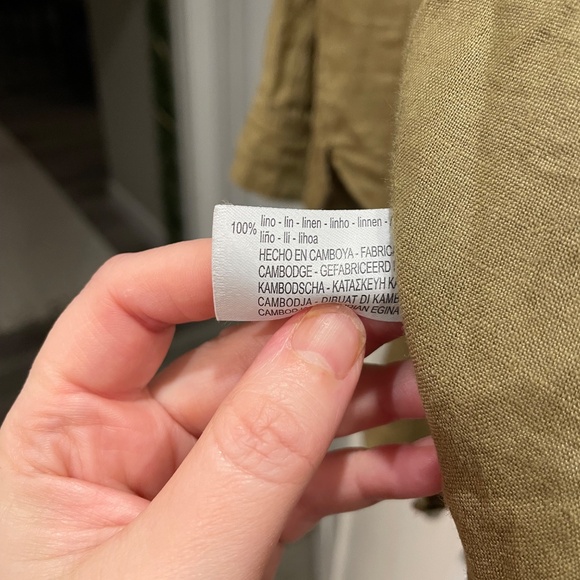 Oysho 100% linen Olive Green Button down L - oversized - Picture 5 of 5
